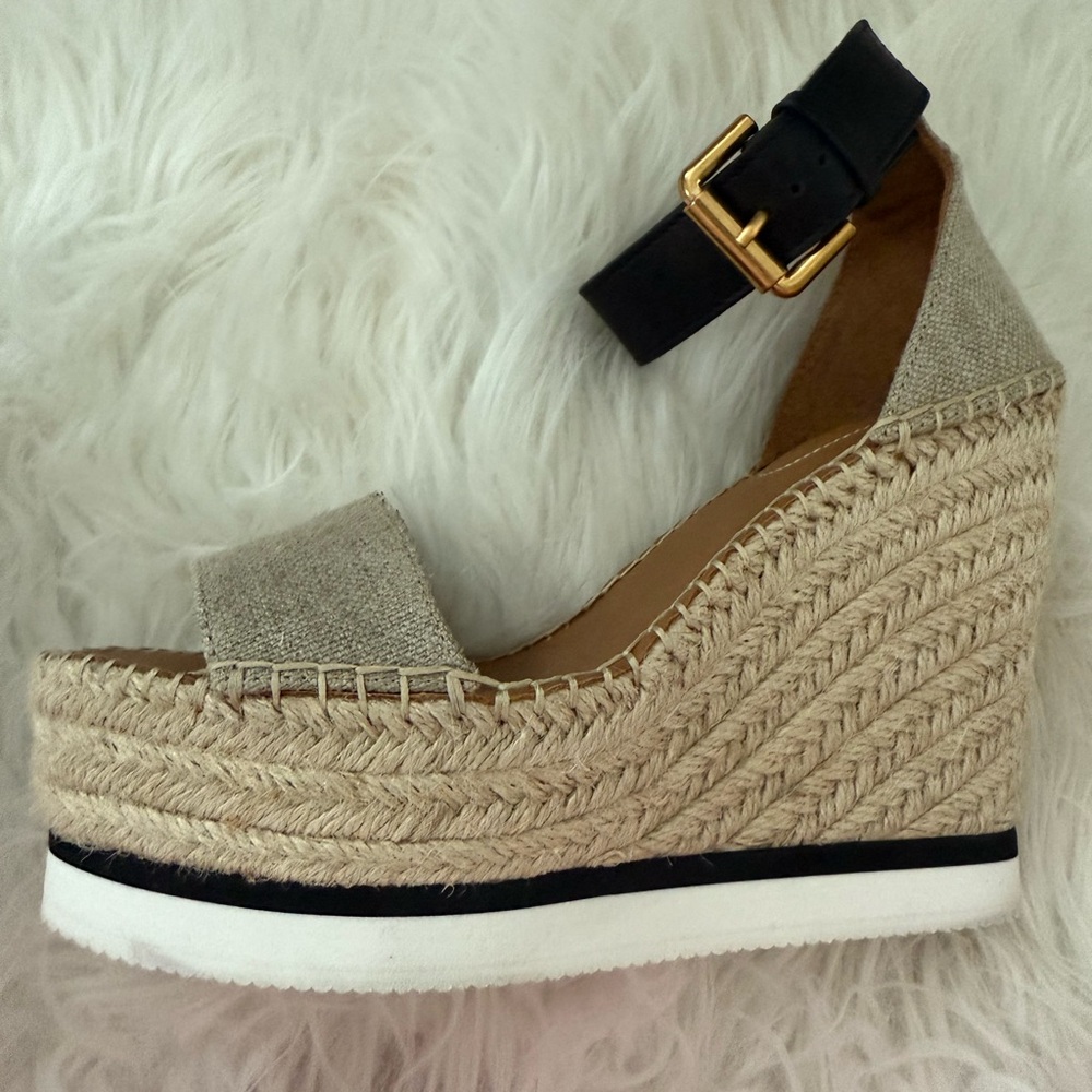 See By Chloe Glyn Espadrille Platform Wedge Sandals - Picture 9 of 9